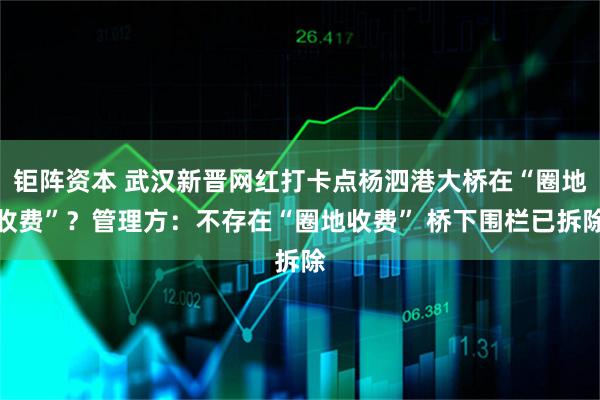 钜阵资本 武汉新晋网红打卡点杨泗港大桥在“圈地收费”？管理方：不存在“圈地收费” 桥下围栏已拆除