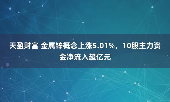 天盈财富 金属锌概念上涨5.01%，10股主力资金净流入超亿元
